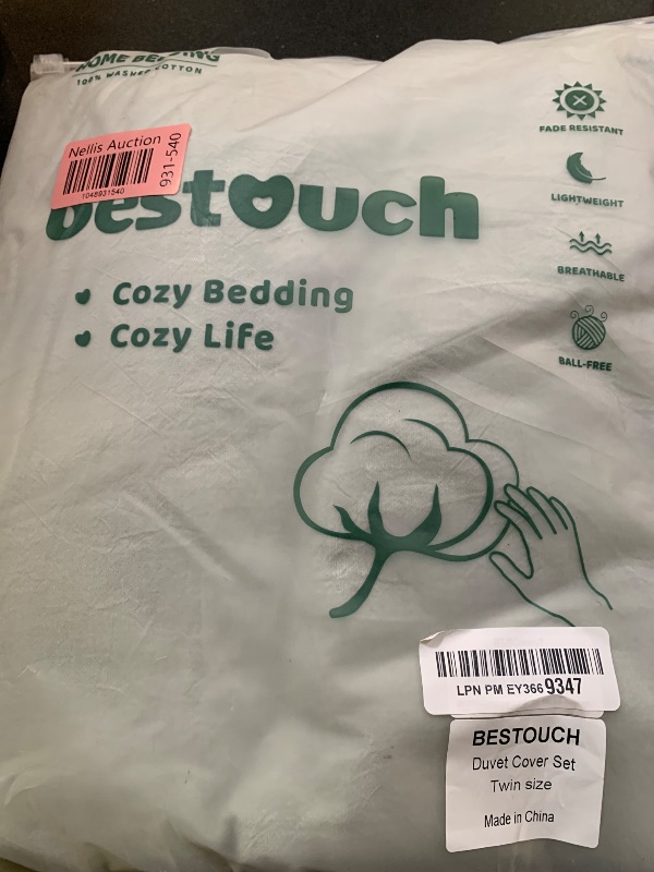 Photo 1 of BESTOUCH Duvet Cover Set 100% Washed Cotton Linen Feel Super Soft Comfortable Chic Lightweight 2 PCs Home Bedding Set Solid Sage Green Twin/Twin XL