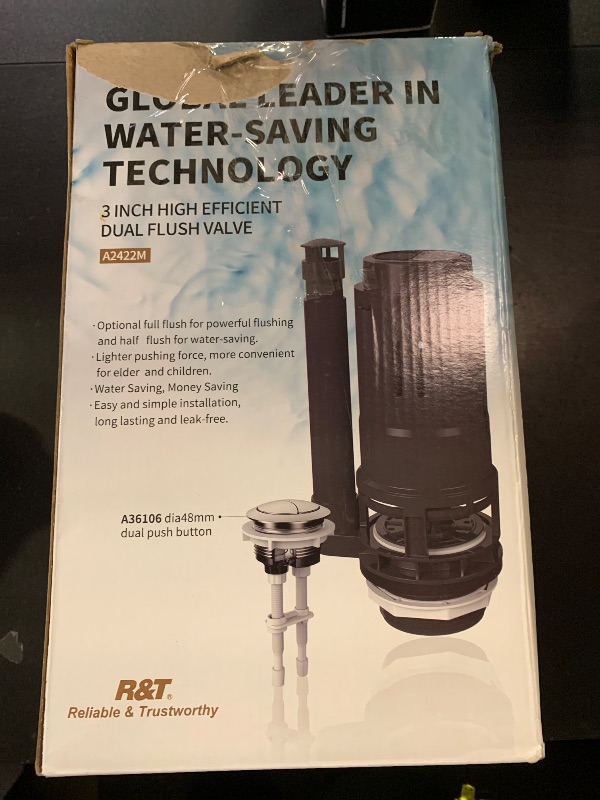 Photo 1 of R&T 3-Inch Dual Flush Valve with Top Push Button Toilet Repair Kit Inside Tank dual flush valve replacement kit for 2-piece Toilet A2422M