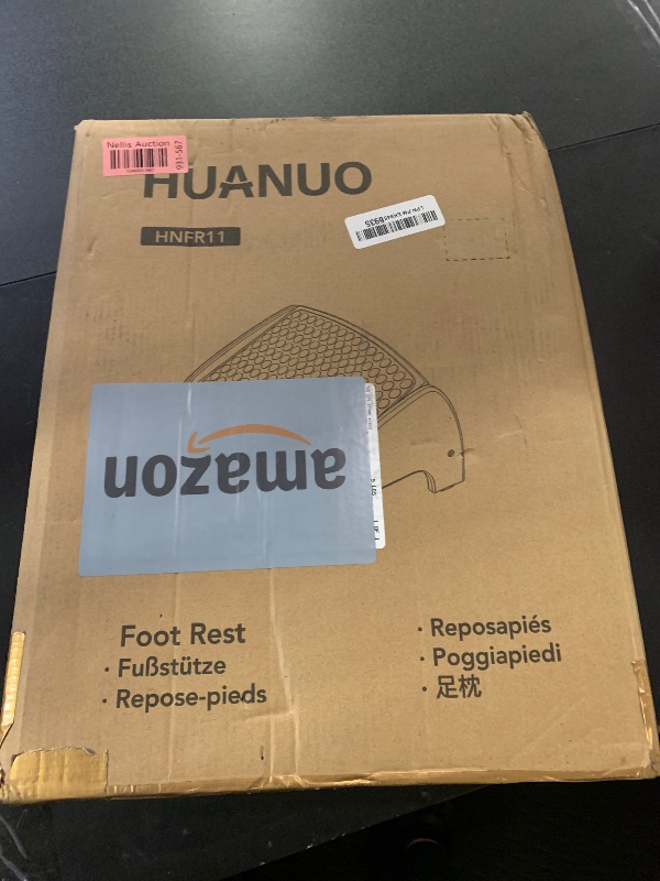 Photo 1 of HUANUO Bamboo Under Desk Footrest, Ergonomic Foot Rest with 4 Height Options & Adjustable Angles, Pebble Massage Surface, Non-Slip Foot Rest for Under Desk at Work for Improved Posture, Home & Office