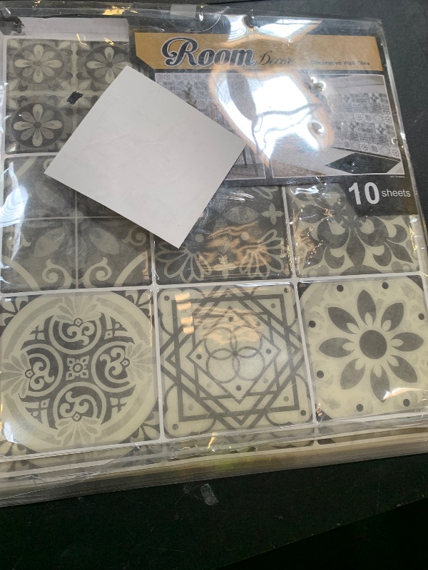 Photo 1 of Peel and Stick Backsplash Tile Stickers, Gray Talavera Mexican Tiles (10 Sheets)