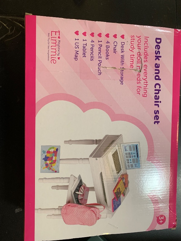 Photo 1 of Playtime by Eimmie 18 Inch Doll Furniture School Desk & Classroom Set – White, Wooden Playset with Educational Accessories, Fits American, Generation, My Life & Similar 14”-18” Dolls