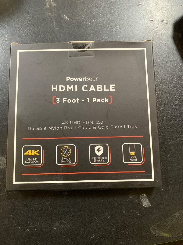 Photo 1 of PowerBear 4K HDMI Cable 3 ft | High Speed Hdmi Cables, Braided Nylon & Gold Connectors, 4K @ 60Hz, Ultra HD, 2K, 1080P, ARC & CL3 Rated | for Laptop, Monitor, PS5, PS4, Xbox One, Fire TV, & More