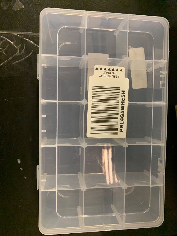 Photo 1 of Hlotmeky Plastic Organizer Box with Dividers - Bead Organizer, 15 Large Grids, Clear Snack Box Container
