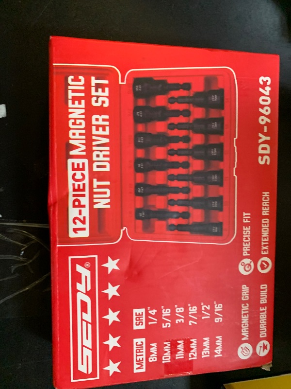 Photo 1 of 12-Piece Magnetic Nut Driver Set - Premium Impact Power Hex Nut Driver Drill Bit Master Kit, SAE & Metric, 1/4-Inch Quick-Change