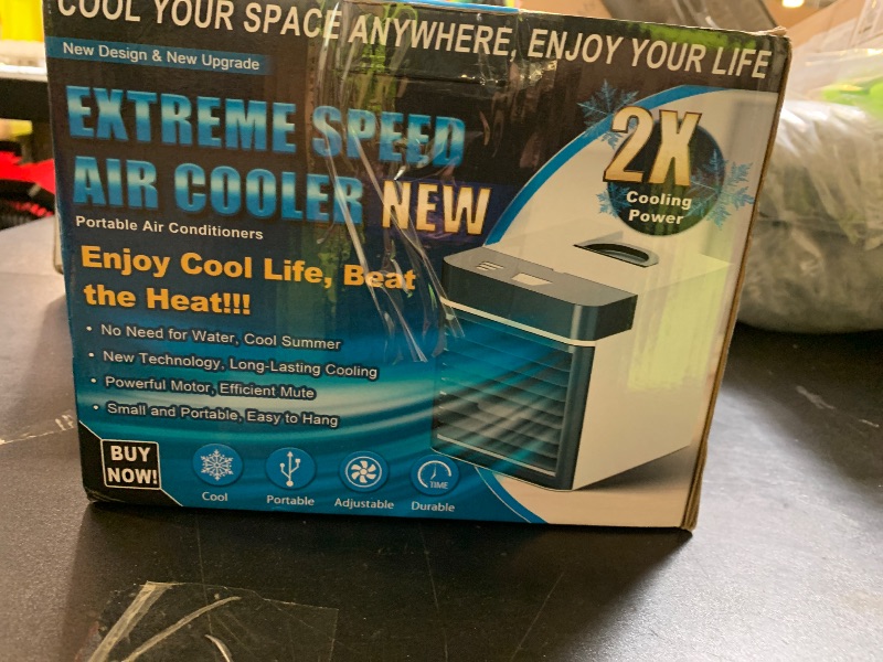 Photo 1 of Portable Air Conditioner, Upgraded Mini Personal Anti-leakage Water Ice Cooling Air Cooler Fan with 3 Speeds, Small for Room Bedroom Office Home Tent Whitegrey4
