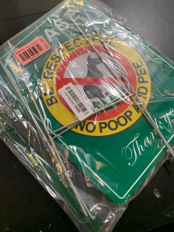Photo 1 of HEIOKEY 2 Pack Double Sided 12" x 9" No Poop And Pee Signs with Metal H Stake, Please Be Respectful Thank You Sign, No Pooping Yard Sign with Stake, No Dog Allowed Sign, No Poop Zone for Lawn (Green)