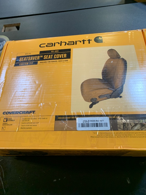 Photo 1 of Covercraft Carhartt SeatSaver Custom Seat Covers | Fits 2017-2018 Ford F-250/F-350/F-450/F-550 | 1st Row 40/20/40 Bench Seat, Duck Weave Gravel