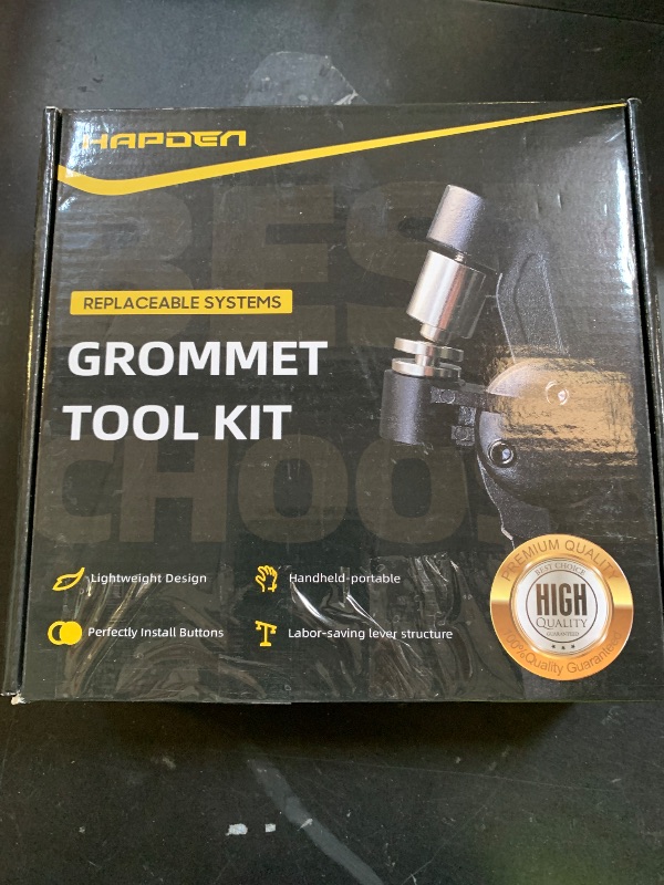 Photo 1 of HAPDEN Grommet Tool Kit, 3/8 inch Handheld Eyelet Kit Manual Grommet Press Machine with 500 pcs 10 mm Grommets