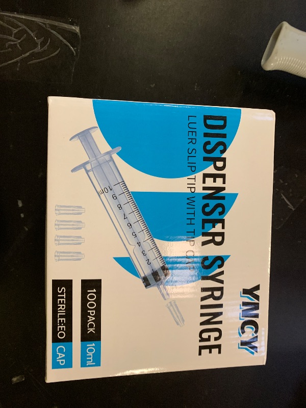 Photo 1 of 100 Pack 10ml Syringes with Cap, Luer Slip Tip, 10cc syringe Whole Pack Bulk Sterile Sealed, No Needle