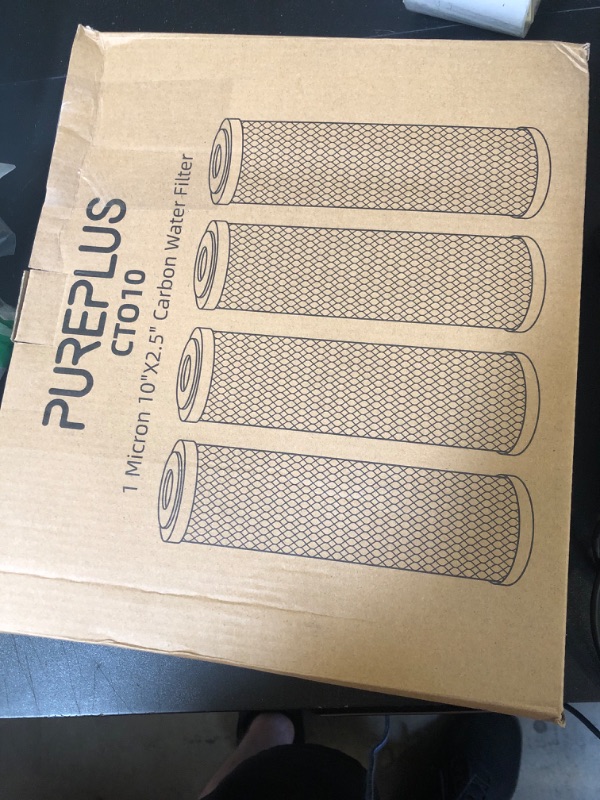 Photo 1 of 1 Micron 2.5" x 10" Whole House CTO Carbon Water Filter Cartridge Replacement for Under Sink Water Filter System, Dupont WFPFC8002, WFPFC9001, FXWTC, SCWH-5, WHEF-WHWC, WHCF-WHWC, AMZN-SCWH-5, 4Pack