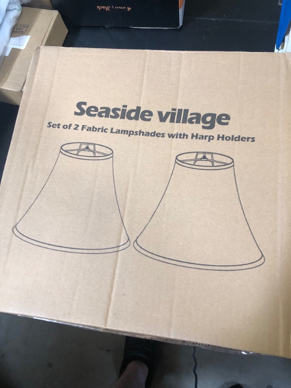Photo 1 of Bell Lamp Shades Set of 2, 6"Top x 13"Bottom x 10"High, Beige Shade Replacement for Table Lamps, Floor Lamps, Fabric Natural Linen Hand Crafted(Spider Fitter), Harp Holders Included, Assembly Required