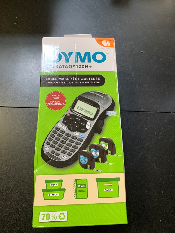 Photo 1 of DYMO Label Maker Machine with Tape - 100H LetraTag Handheld, Comes with 3 LT label tapes. Great for Home & Office Organization