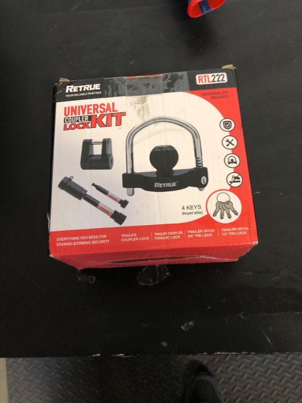 Photo 1 of RETRUE Keyed Alike Trailer Lock Set Tow & Store Lock Kit Include Universal Coupler Lock & Dual Hitch Receiver Pin Lock & Trailer Tongue Lock, Black