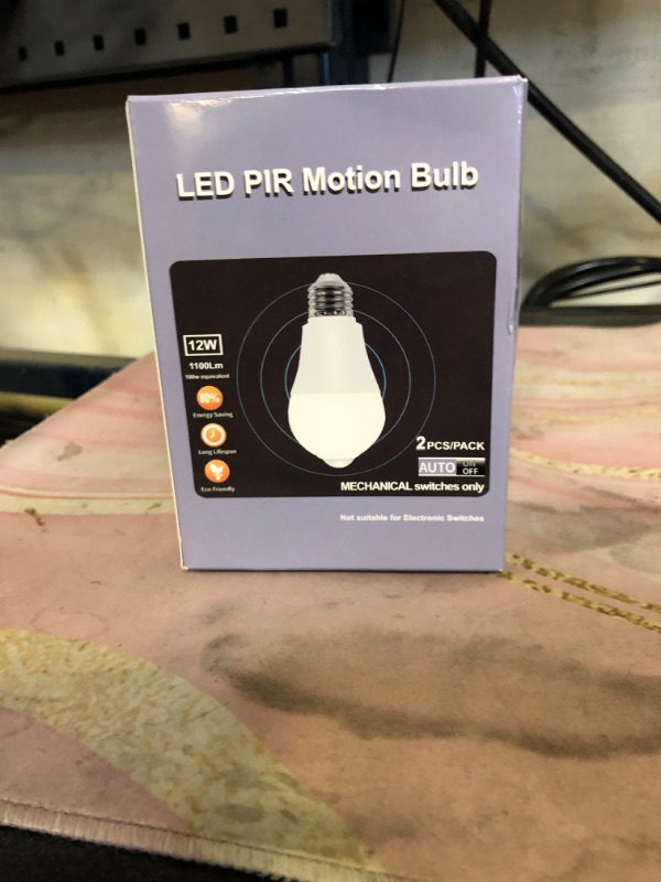 Photo 1 of CICINY Motion Sensor Light Bulbs - 12W(100-Watt Equivalent), Outdoor/Indoor Motion Light Bulb Led A19 E26 5000K Daylight 1100LM, Dusk to Dawn Security Bulbs for Porch Hallway Basement Garage 2 Pack