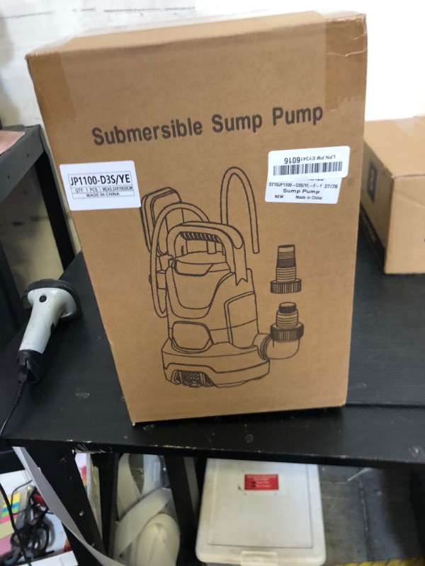 Photo 1 of SHANGDA Sump Pump with Float Switch Submersible Water Pump Automatic 1.5HP 5500GPH Portable Dirty Clean Water Transfer Pump for Pool Draining Hot Tub Basement, Light Yellow