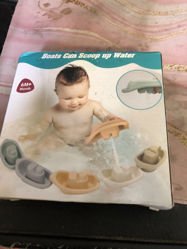 Photo 1 of HYSZXUS Bath Toys Floating Boats with Silicone Bathtub Toys,9pcs Mold Free Baby Bath Toys for Infants 6-12-18 Months,Water Table Toys for Toddlers 1-3,Shower Toys Pool Toys for 1 2 3 4 Boys Girls Kids