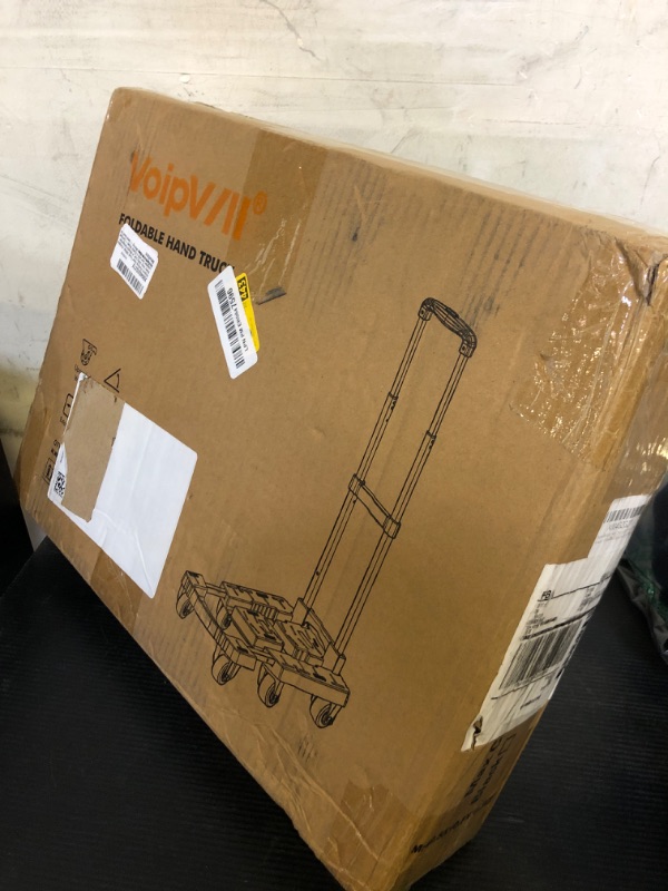 Photo 1 of Voipvvii Folding Hand Truck 500lbs, Portable Heavy Duty Dolly Cart, 6 Wheels Collapsible Luggage Cart with 2 Elastic Ropes - Compact Trolley Cart for Easy Moving - Ideal Hand Cart for Travel and More