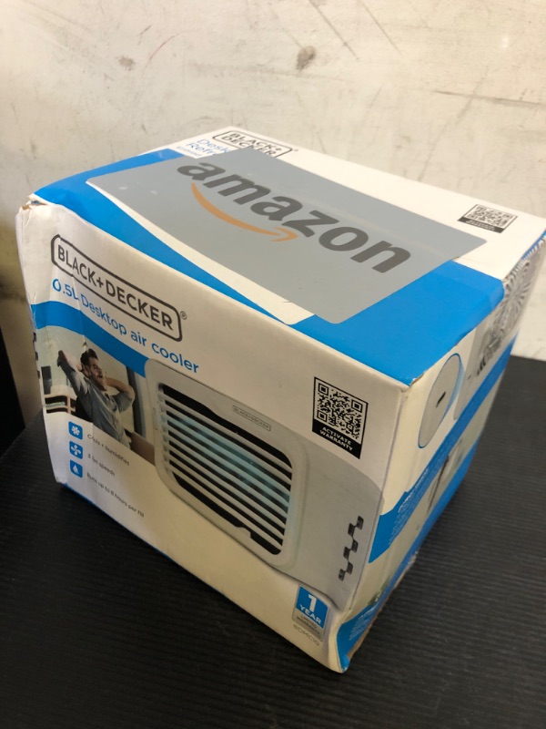 Photo 1 of BLACK+DECKER Desktop Air Cooler, Personal Portable Fan with 3-Speeds, Evaporative Air Cooler with 0.5L Water Tank, Air Cooler Fan for Desk, Home, Office, Bedroom, and more, BDMC10, White/Gray