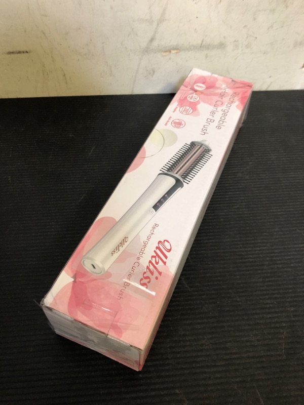 Photo 1 of Cordless Curling Brush,4000 mAh USB Cordless Hair Curler with 3 Temp Setting Mini Travel Curling Iron Rechargeable, Ceramic Battery Powered Curling Iron