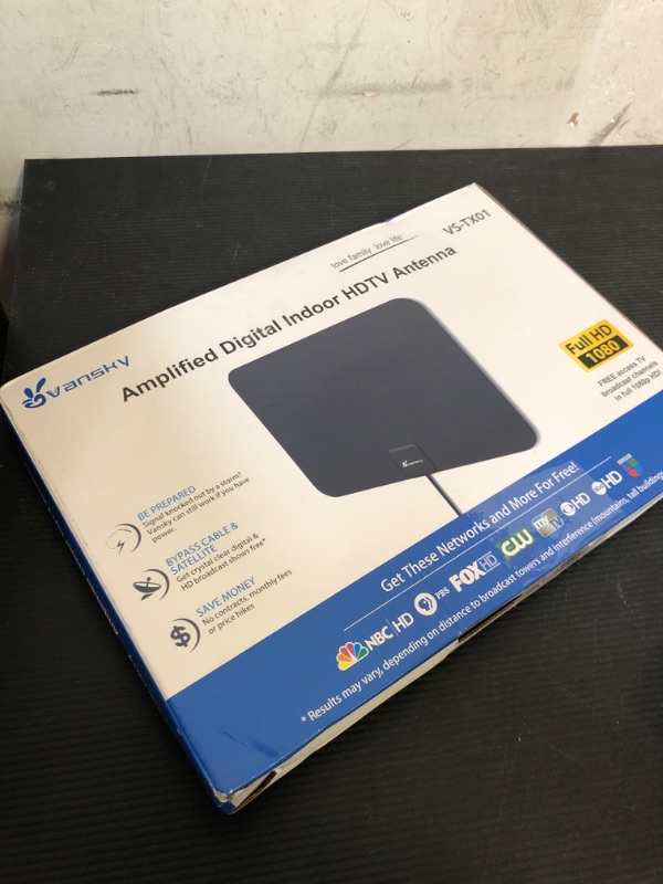Photo 1 of TV Antenna Indoor, Digital Amplified Indoor HDTV Antenna, 1080p VHF UHF Television Local Channels Detachable Signal Amplifier and 16.5ft Long Coax Cable
