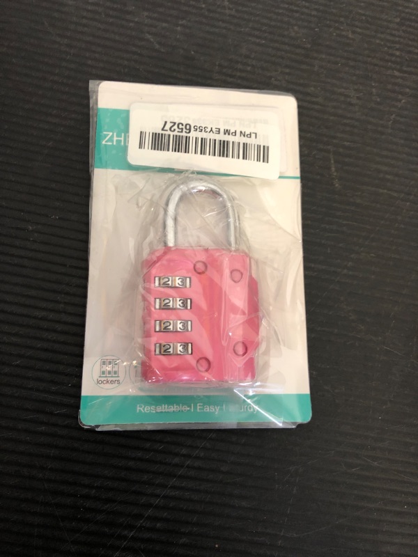 Photo 1 of ZHEGE Combination Lock, 4 Digit Combination Padlock Outdoor, School Lock, Gym Locks (Pink)