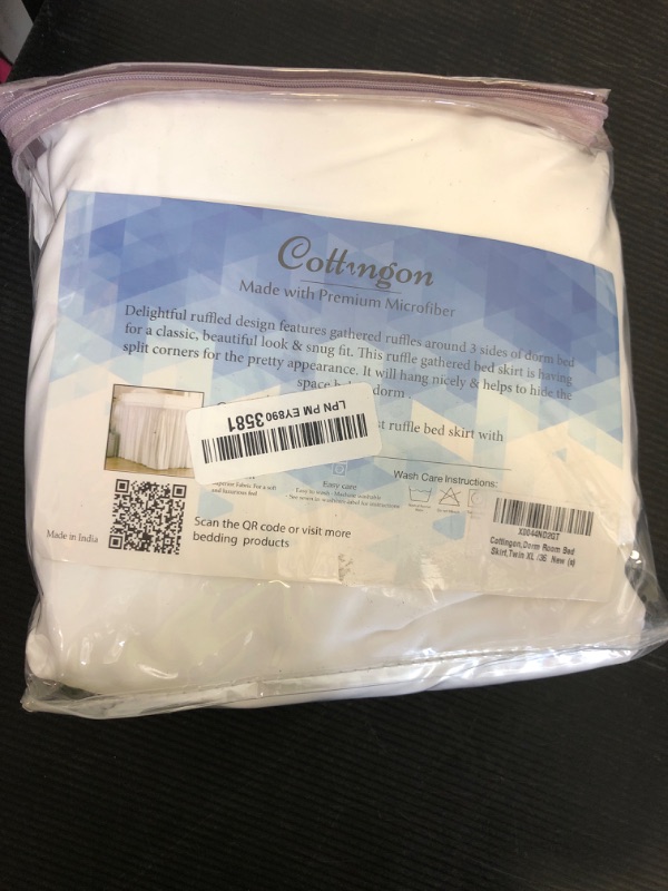 Photo 1 of Cottingon Dorm Room Bed Skirt, 100% Microfiber, White, Twin XL-36'' Drop