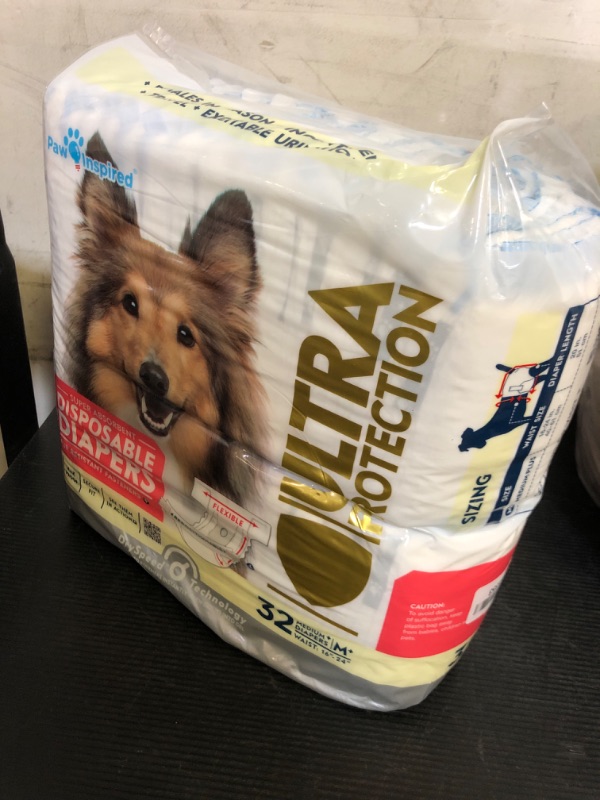 Photo 1 of Paw Inspired 32ct Disposable Dog Diapers | Female Dog Diapers Ultra Protection | Diapers for Dogs in Heat, Excitable Urination, or Incontinence (Medium Plus)
