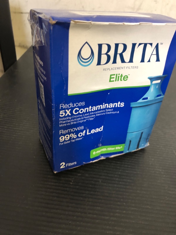 Photo 1 of Brita Filter Replacements for Water Pitchers and Dispensers, Elite, NSF Certified to Remove 99% of Lead, 2 Count, Blue