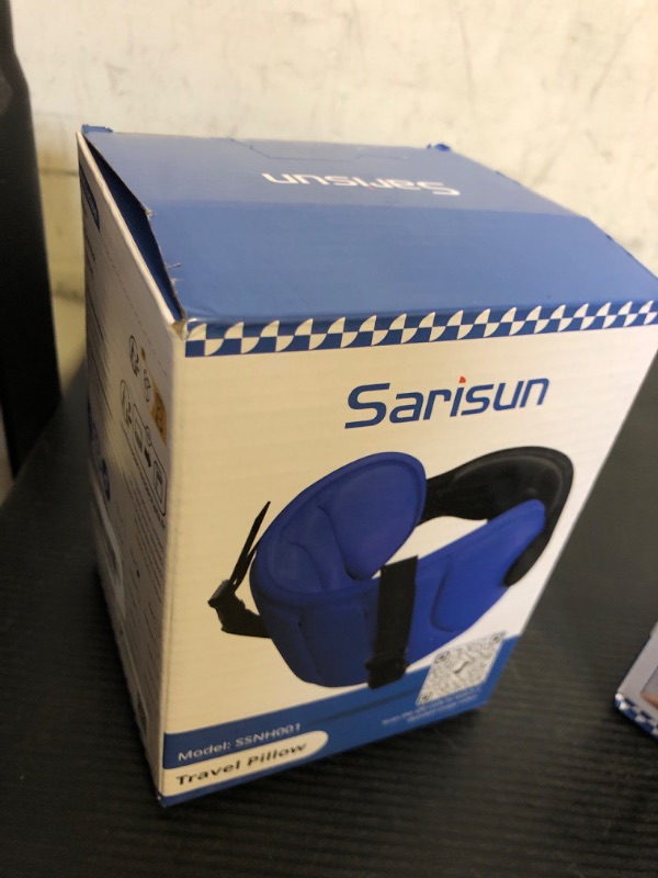 Photo 1 of SARISUN Travel Pillows for Airplanes, Airplane Pillow for Sleeping with 3D Eye Mask, 360° Support Headrest for Long Flight, Road Trip, Stop Bobblehead Relieve Neck Pain, Blue
