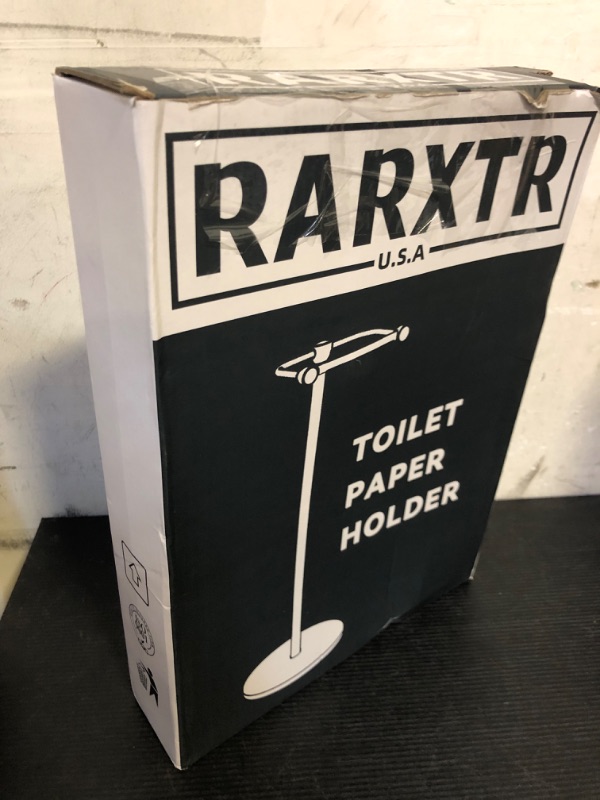 Photo 1 of RARXTR Toilet Paper Holder Stand, Modern Bathroom Free Standing Toilet Paper Roll Holder, Stainless Steel Tissue Rack, Rust-Proof & Heavy Stable Base (Matte Black)