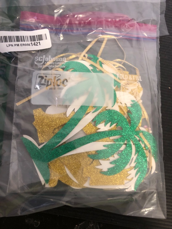 Photo 1 of Aloha Baby Banner - Hawaiian theme Baby Shower/Birthday Bunting Sign - Tropical Mexico Baby Shower/Gender Reaveal/Luau Birthday Party Decoration Supplies, Gold Glitter