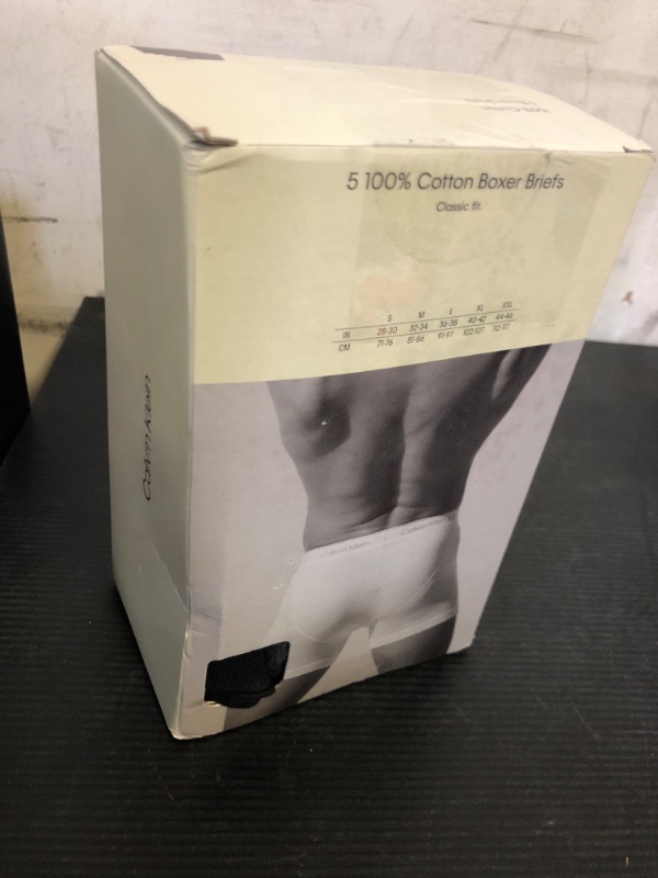 Photo 1 of Calvin Klein Men's Cotton Classics 5-pack Boxer Brief, 2 Blue Shadow Body W/Blue Shadow Waistband, 2 Charcoal Heather Body W/Charcoal Heather Waistband, 1 Black Body W/Black Waistband, Large