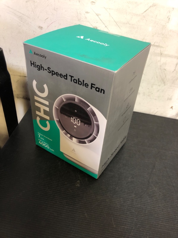 Photo 1 of Aecooly Touch Control Desk Chic 01 Lite Fan, 100 Speeds Quiet Digital Display Small Table Fan, 4000mAh Battery Powered Desktop Fan for Bedroom, Bedside, Office, Travel -White