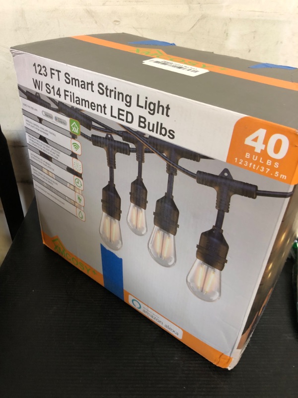 Photo 1 of XMCOSY+ Smart Outdoor String Lights, 123Ft LED Patio Lights Waterproof IP65, App Control, Compatible with Alexa, Dimmable Edison Bulbs Outdoor Light for Yard Porch Bistro Outside