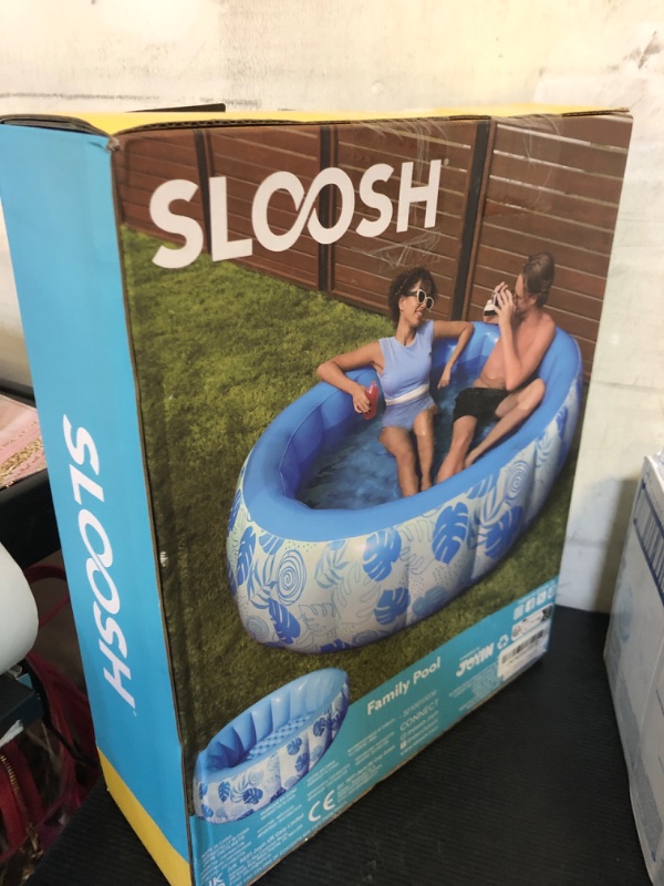 Photo 1 of SLOOSH Inflatable Swimming Pool,5.5ft x 20 Inch Full-Sized Blow Up Durable Thickened Luxury Above Ground Family Pool with Comfortable Backrest for Summer Water Party Backyard Garden Lawn,Blue