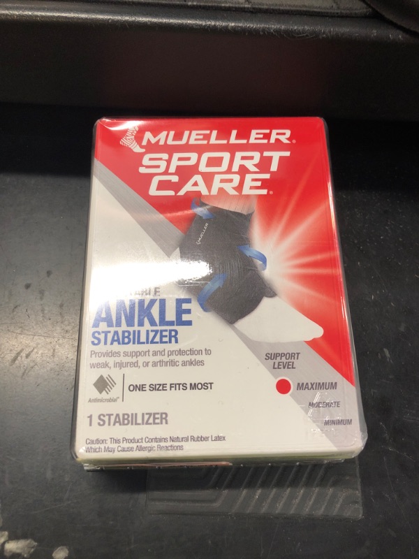 Photo 1 of MUELLER Sports Medicine Adjustable Ankle Brace for Men and Women, Ankle Stabilizer for Compression and Pain Relief Support, Ideal for Sprains, Strains, Arthritis, Black, One Size