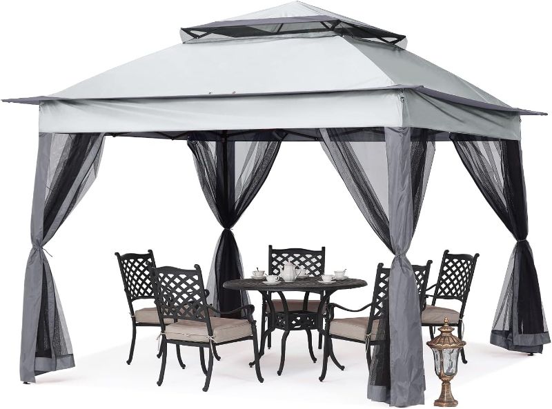 Photo 1 of MASTERCANOPY Patio Gazebo Outdoor Pop Up Gazebo with Mesh Walls (11x11,Dark Gray)
