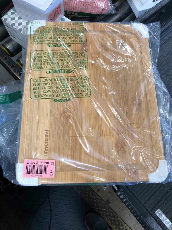 Photo 1 of Farberware Nonslip Bamboo Cutting Board with Juice Groove, 11x14 Inch, White