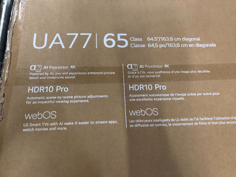 Photo 1 of LG 65UA7700P 65 inch Class UA77 Series LED AI 4K Smart webOS TV (2025)