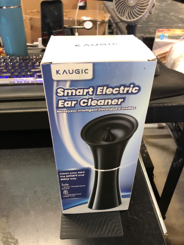 Photo 1 of KAUGIC Upgraded Ear Wax Removal with One-Piece Waste Tank, Safe Ear Cleaner with Water Temperature Sensor, FSA/HSA Eligible Effective Ear Irrigation Kit & USB-A to C Cable, IPX7, Black