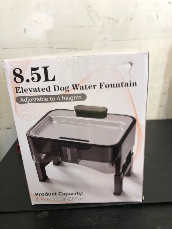 Photo 1 of UPSKY 2.25Gal Elevated Dog Water Fountain, 4 Heights Adjustable Pet Fountain for All Dog Sizes, 304 Stainless Steel Tray Indoor Cat Drinking Dispenser with Ultra-Quiet Pump & 2 Replacement Filters