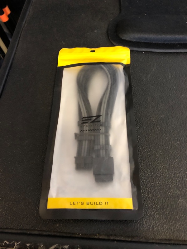 Photo 1 of EZDIY-FAB GPU Power Sleeved Cable Extension, 16pin(12+4) 12VHPWR PCIe 5.0 Connector Male to Female for RTX 3090Ti 4070Ti 4080 4090, with Cable Combs-16AWG/Black Grey