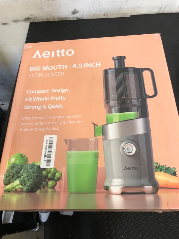 Photo 1 of Aeitto Cold Press Juicer, Juicer Machines with 4.9" Large Feed Chute, Fits Whole Vegetables and Fruits, Professional Juice Maker, Easy to Clean, High Juice Yield, Easy to Assemble,Black