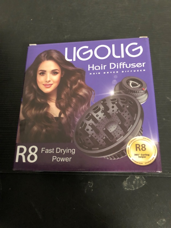 Photo 1 of LIGOLIG Hair Difuser Attachment Universal Diffuser Hair Dryer for 1.4-inch to 2.4- inch Blow Dryer, Hair Diffuser for Curly Hair and Natural Wavy Hair (Black)