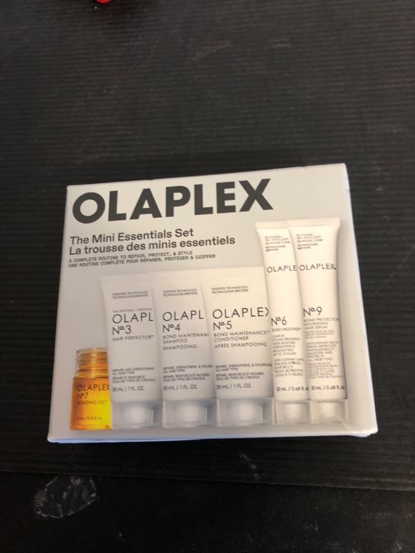 Photo 1 of Olaplex Mini Hair Essentials Set: Bond Hair Perfector, Shampoo & Conditioner, Styler, Hair Serum, Value Set for Instant, Shiny Healthy Hair, No. 3,4,5,6,7,9