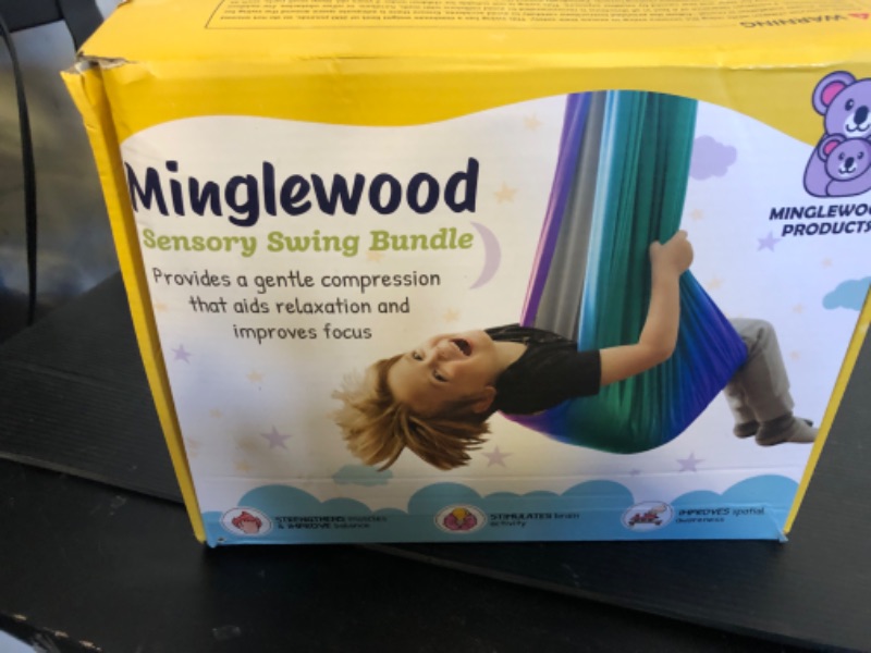 Photo 1 of MINGLEWOOD Sensory Swing for Kids – Indoor Swing Set with 360° Swivel Hanger – Cozy & Calming Hammock for Autism, Anxiety, ADHD & Sensory Disorders