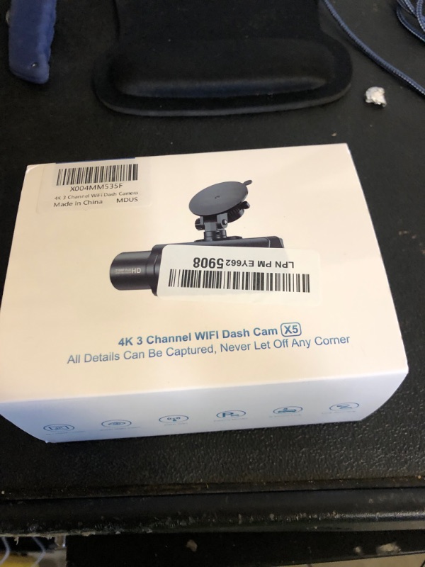 Photo 1 of Miden X5 4K WiFi Dash Cam Front and Rear Inside, 2160P+1080P+1080P FHD 3 Channel Dash Camera for Cars, 360° All Sides Dashcam, Free 64G SD Card, G-Sensor, WDR, Night Vision, 24H Parking Monitor