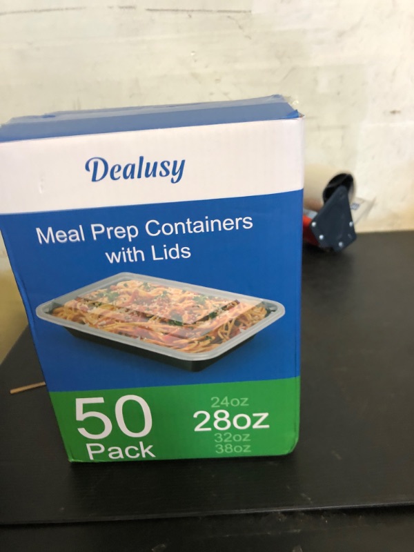 Photo 1 of Dealusy 50 Pack (100-Piece) 28 oz Meal Prep Containers Reusable with Lids, Sturdy Leakproof & Food Safe, Microwave, Freezer, Dishwasher Safe Prep Containers, To Go Take Out Plastic Food Storage
