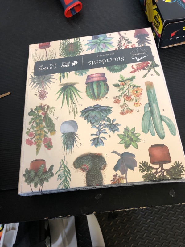 Photo 1 of Vintage Succulent Puzzles for Adults 1000 Pieces, House Plants Puzzle Nature Featuring 23 Succulent Plants, Cactus Jigsaw Puzzle Botanical