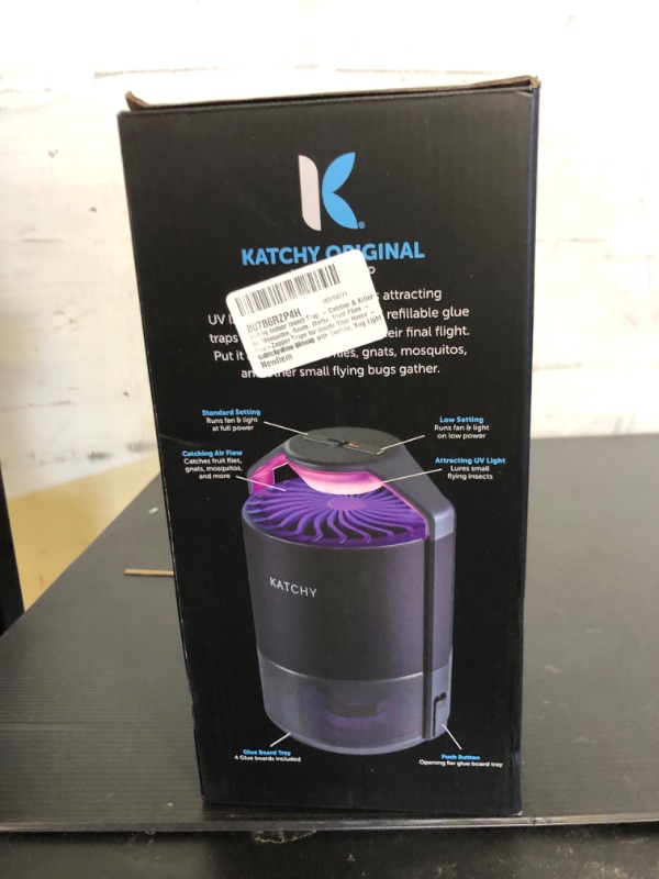 Photo 1 of Katchy Indoor Insect Trap - Catcher & Killer for Mosquitos, Gnats, Moths, Fruit Flies - Non-Zapper Traps for Inside Your Home - Catch Insects Indoors with Suction, Bug Light & Sticky Glue (Black)